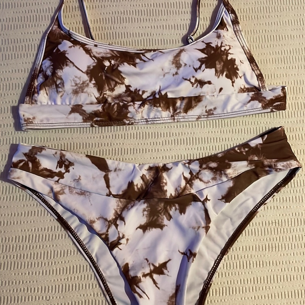 Brown & White Bathing Suit